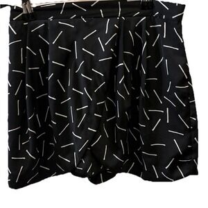 Wrap Front Micromini skort blk Wh Matchstick Pattern RIver Island 6 Scandi Chic